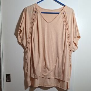 Peach Lace Trim Women's Top